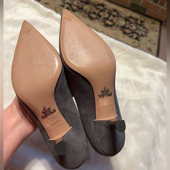 SOLD!!Sz 35.5 Prada Gray Suede Leather Pointy Toe Kitten Heels - Picture 13 of 15